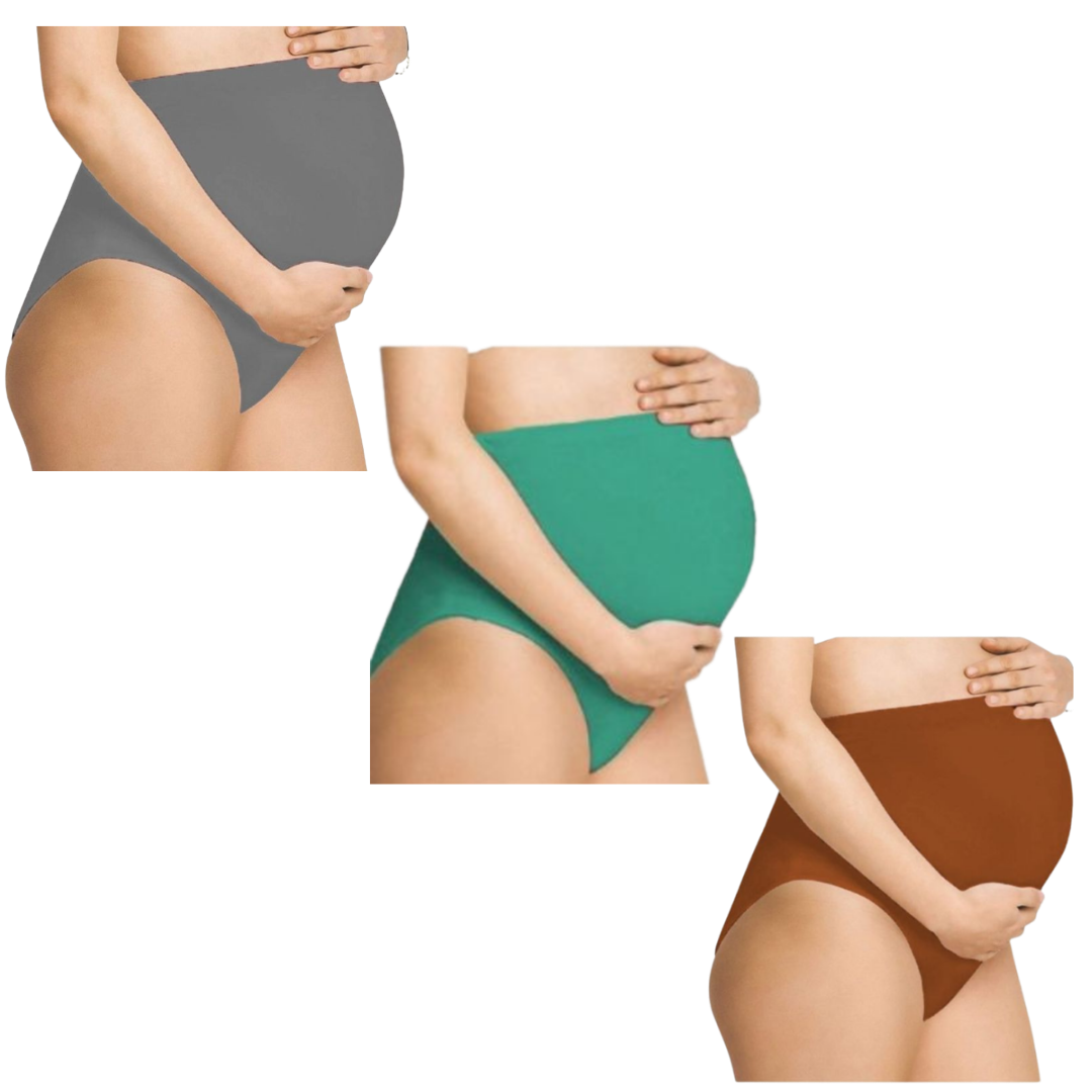 RamagreenBrownGrey-  Maternity Hygiene Panties, Over-The-Belly Pantie for Women's Post and Pre Pregnancy.
