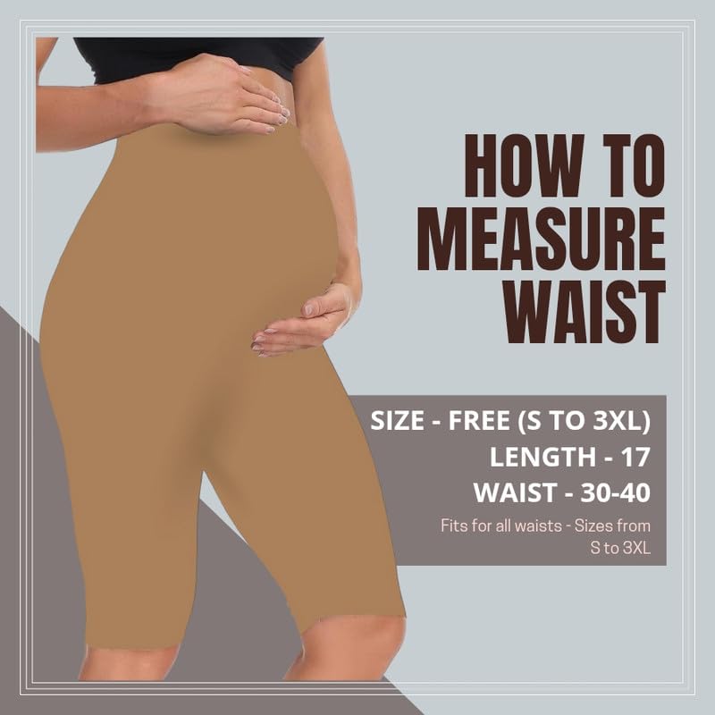 Sandal - Sai's High Waist & Till Knee Cotton Lycra Maternity Shorts|Maternity Trouser Over The Belly for The Pre & Post Pregnancy