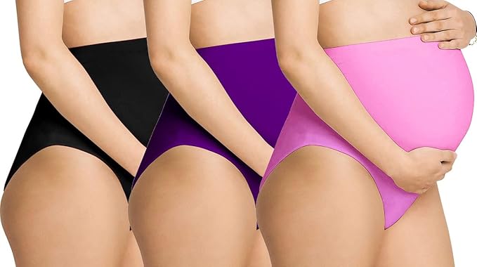 PinkPurpleBlack-  Maternity Hygiene Panties, Over-The-Belly Pantie for Women's Post and Pre Pregnancy.