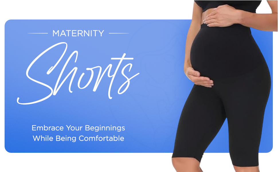 Black&Purple - Sai's High Waist & Till Knee Cotton Lycra Maternity Shorts|Maternity Trouser Over The Belly for The Pre & Post Pregnancy