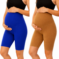 Blue&Sandal- Sai's High Waist & Till Knee Cotton Lycra Maternity Shorts|Maternity Trouser Over The Belly for The Pre & Post Pregnancy