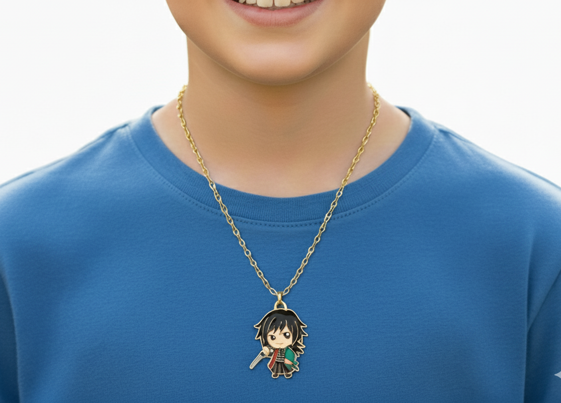 Demon Slayer Chain - Anti Tarnish Gold Anime Neck Chain Pendant for Men, Women, Kids