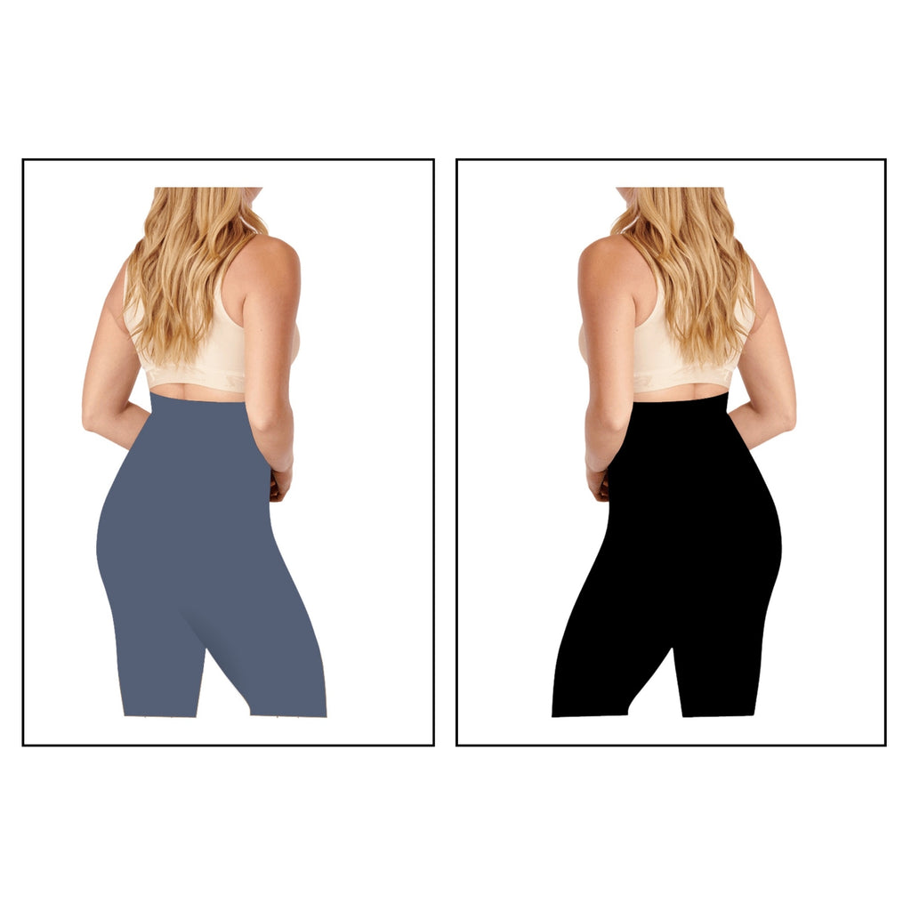 Grey & Black - Sai's High Waist & Till Knee Cotton Lycra Maternity Shorts|Maternity Trouser Over The Belly for The Pre & Post Pregnancy