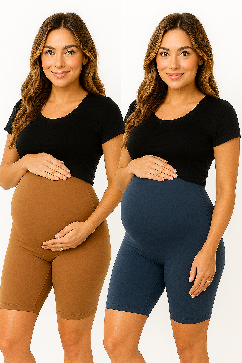 Grey&Sandal - Sai's High Waist & Till Knee Cotton Lycra Maternity Shorts|Maternity Trouser Over The Belly for The Pre & Post Pregnancy