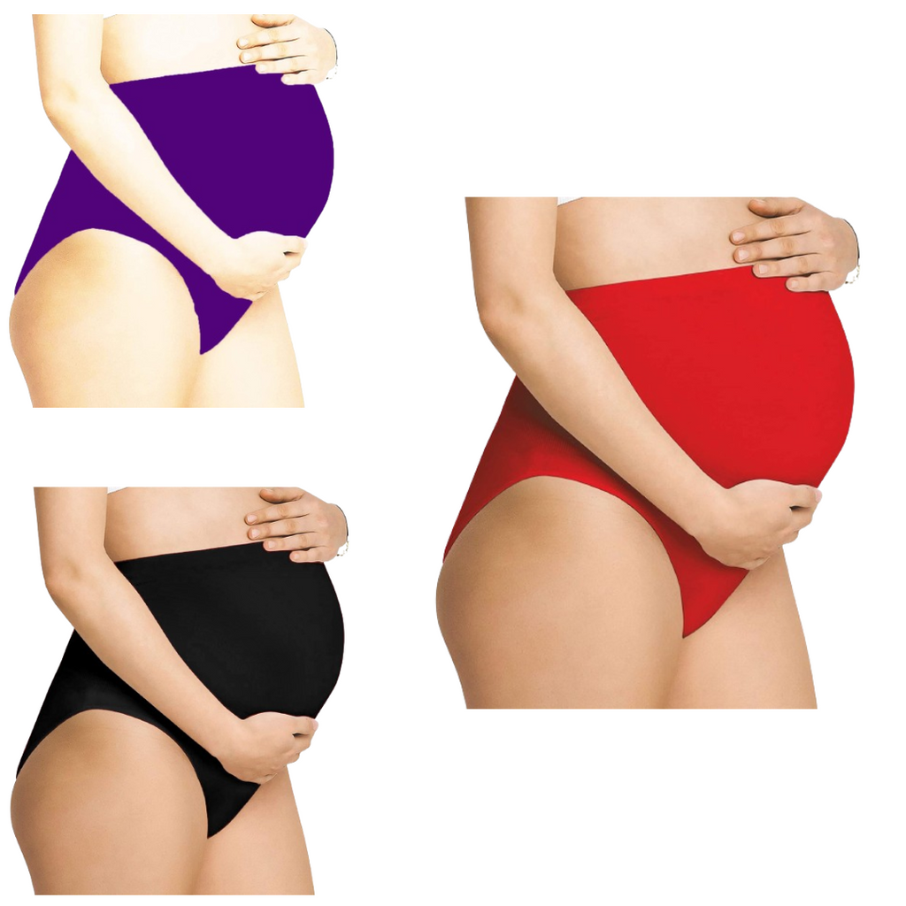 RedBlackPurple-  Maternity Hygiene Panties, Over-The-Belly Pantie for Women's Post and Pre Pregnancy.