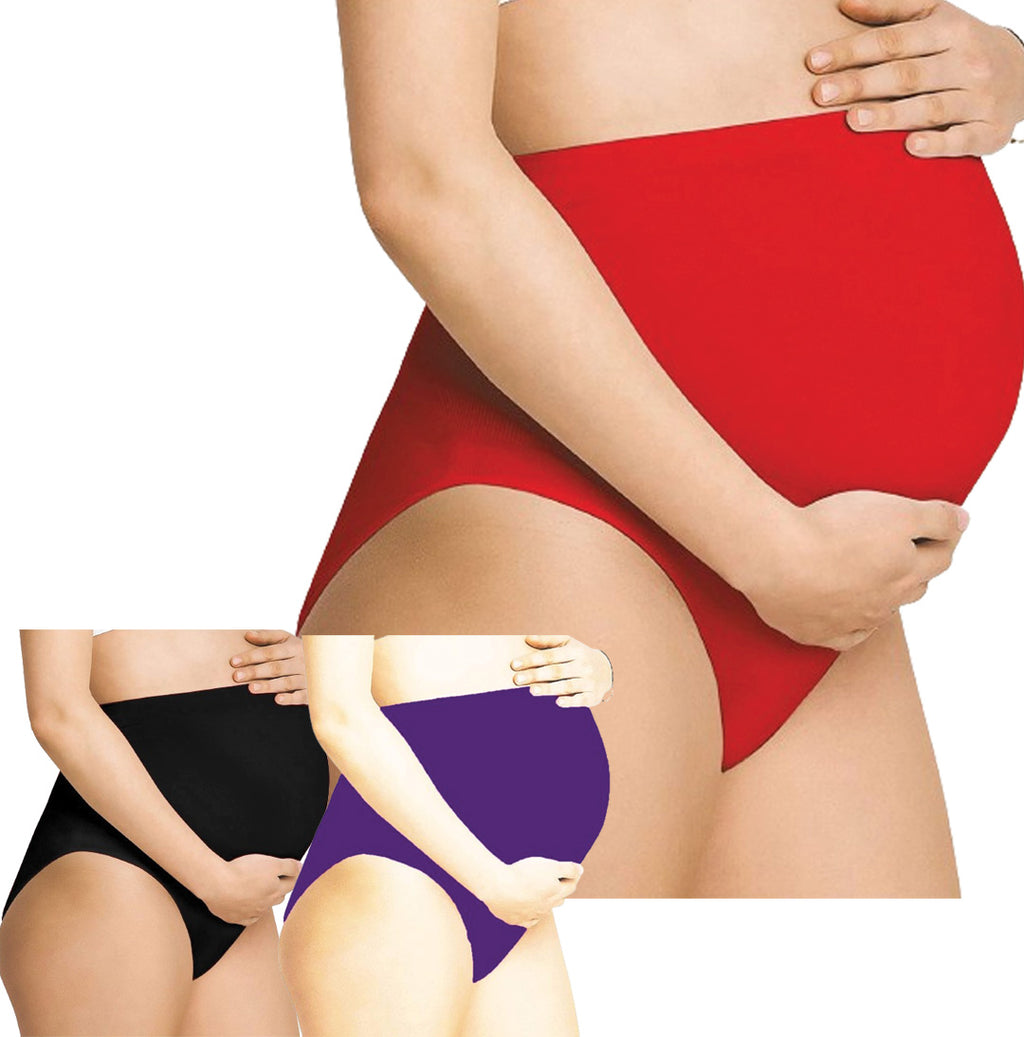 RedBlackPurple-  Maternity Hygiene Panties, Over-The-Belly Pantie for Women's Post and Pre Pregnancy.