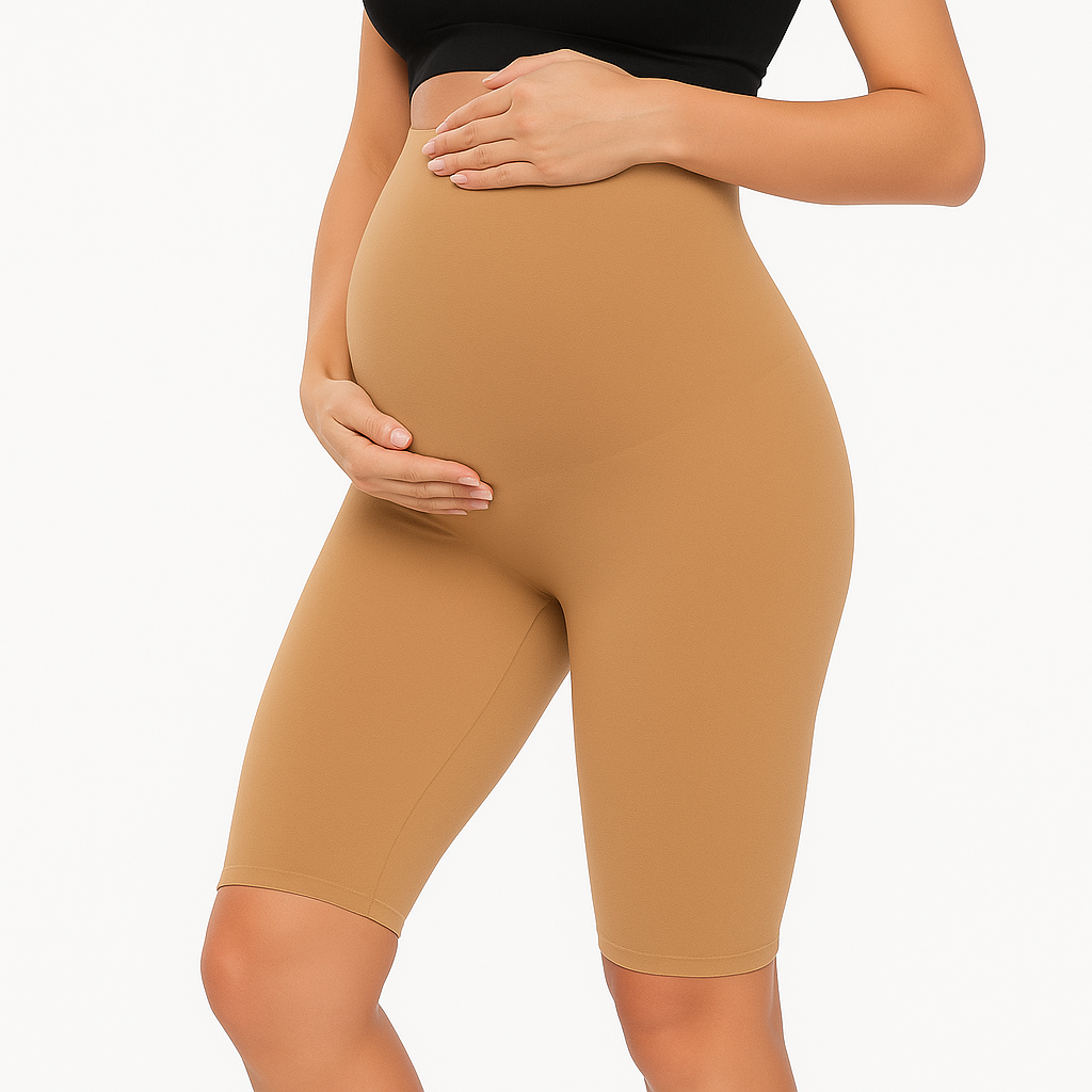 Grey&Sandal - Sai's High Waist & Till Knee Cotton Lycra Maternity Shorts|Maternity Trouser Over The Belly for The Pre & Post Pregnancy