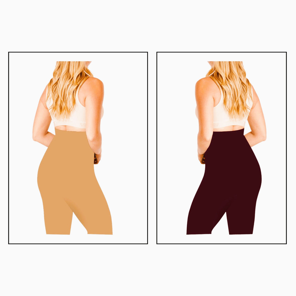 Sandal & Maroon - Sai's High Waist & Till Knee Cotton Lycra Maternity Shorts|Maternity Trouser Over The Belly for The Pre & Post Pregnancy