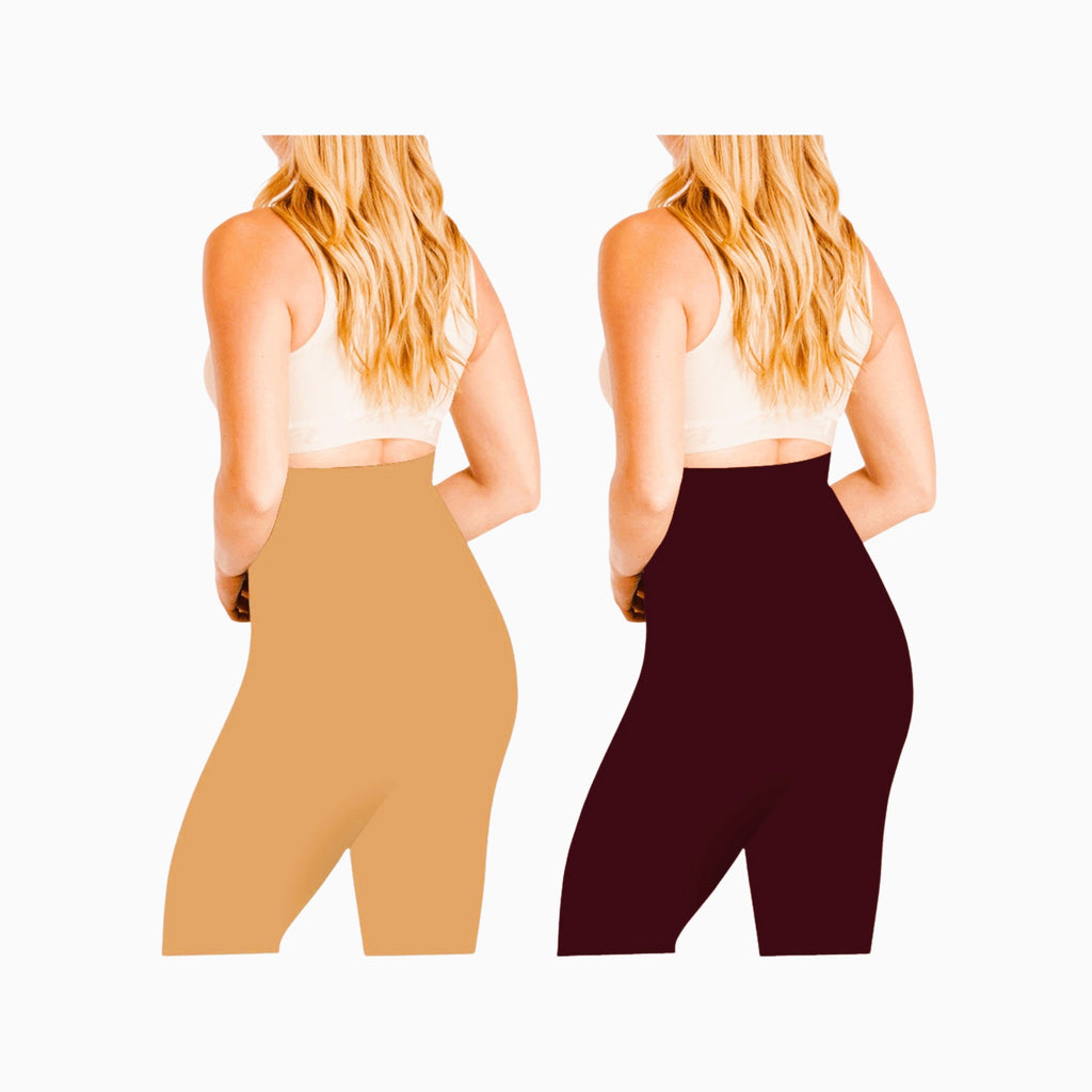 Sandal & Maroon - Sai's High Waist & Till Knee Cotton Lycra Maternity Shorts|Maternity Trouser Over The Belly for The Pre & Post Pregnancy