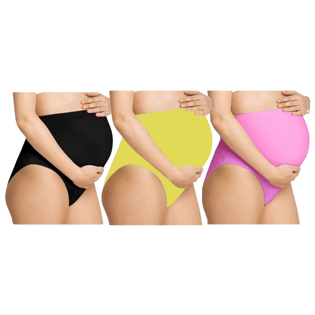 PinkBlackGreen -  Maternity Hygiene Panties, Over-The-Belly Pantie for Women's Post and Pre Pregnancy.