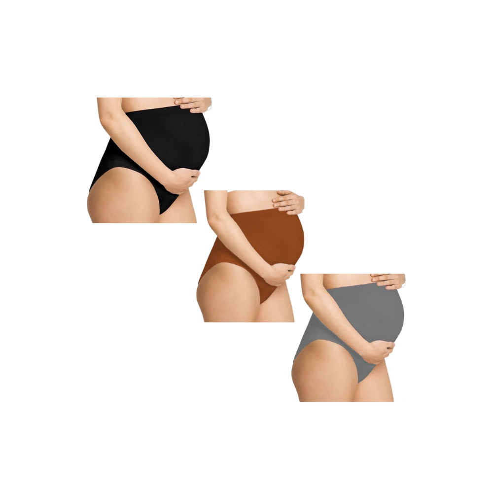 BlackBrownGreyPanty-  Maternity Hygiene Panties, Over-The-Belly Pantie for Women's Post and Pre Pregnancy.