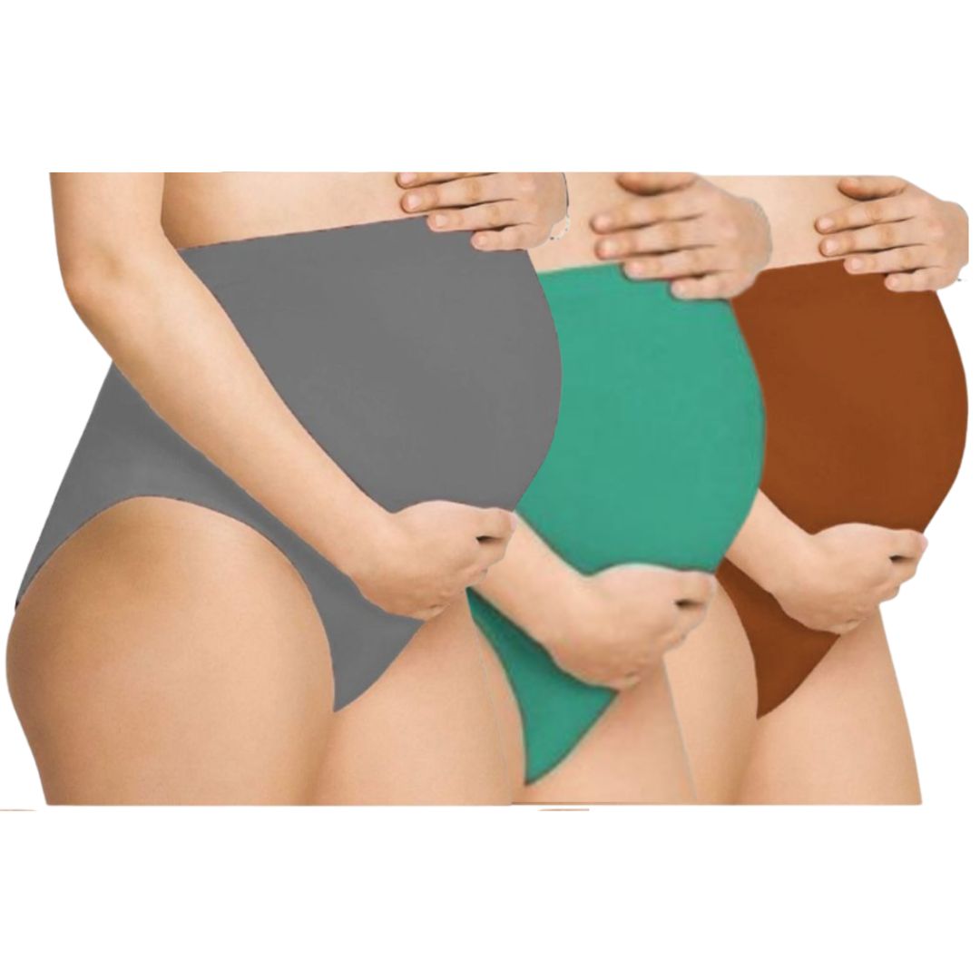RamagreenBrownGrey-  Maternity Hygiene Panties, Over-The-Belly Pantie for Women's Post and Pre Pregnancy.