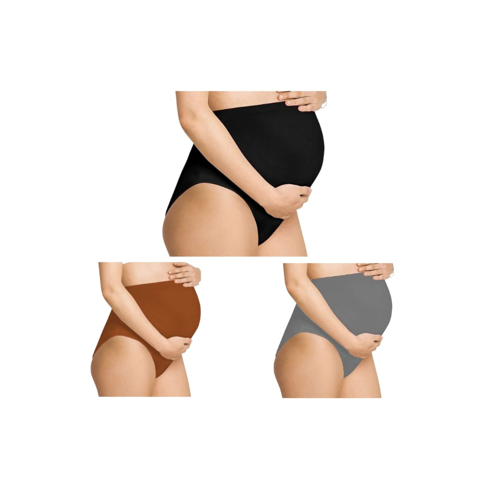 BlackBrownGreyPanty-  Maternity Hygiene Panties, Over-The-Belly Pantie for Women's Post and Pre Pregnancy.