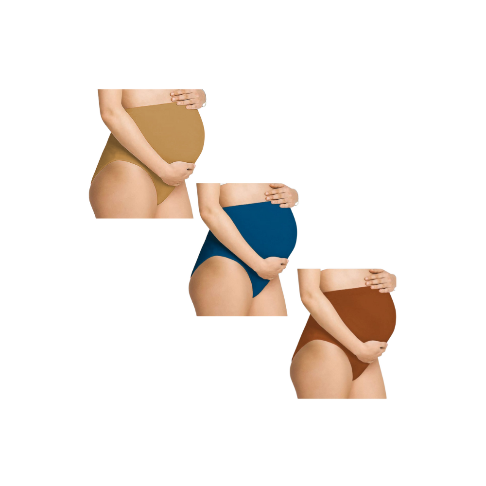 SandalBlueBrownPanty- Maternity Hygiene Panties, Over-The-Belly Pantie for Women's Post and Pre Pregnancy. Available in a Variety of Colors and Sizes