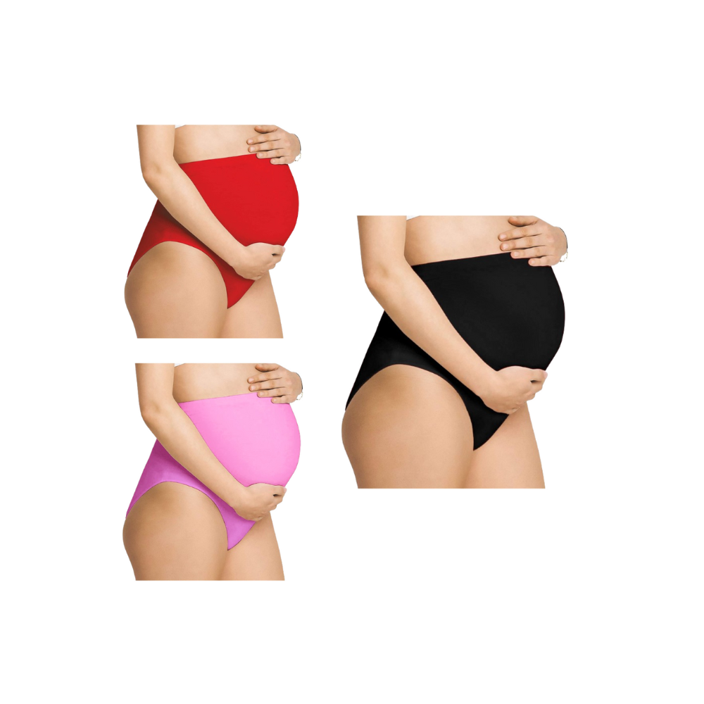 BlackRedPink -  Maternity Hygiene Panties, Over-The-Belly Pantie for Women's Post and Pre Pregnancy.
