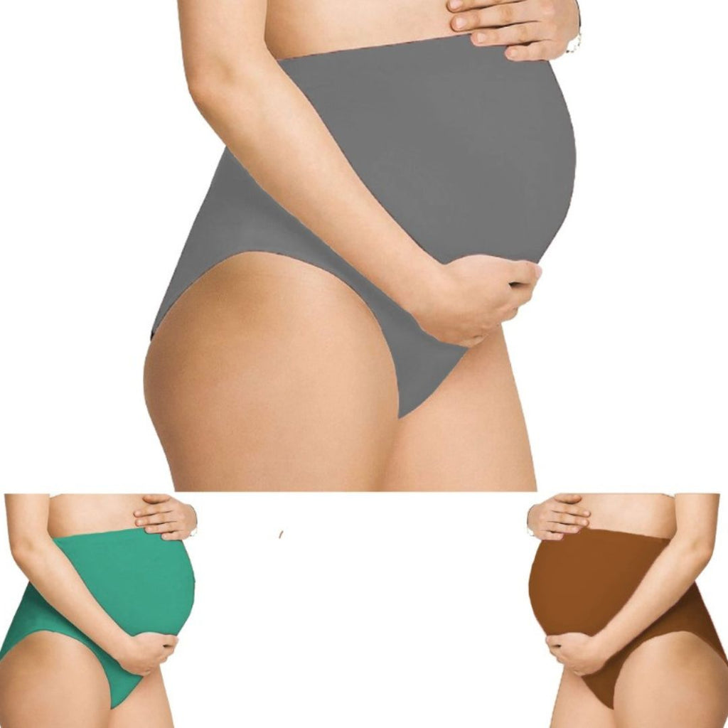 RamagreenBrownGrey-  Maternity Hygiene Panties, Over-The-Belly Pantie for Women's Post and Pre Pregnancy.