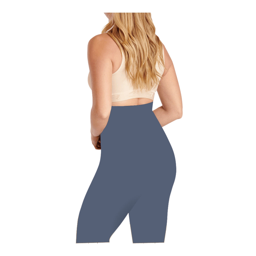 Grey - Sai's High Waist & Till Knee Cotton Lycra Maternity Shorts|Maternity Trouser Over The Belly for The Pre & Post Pregnancy