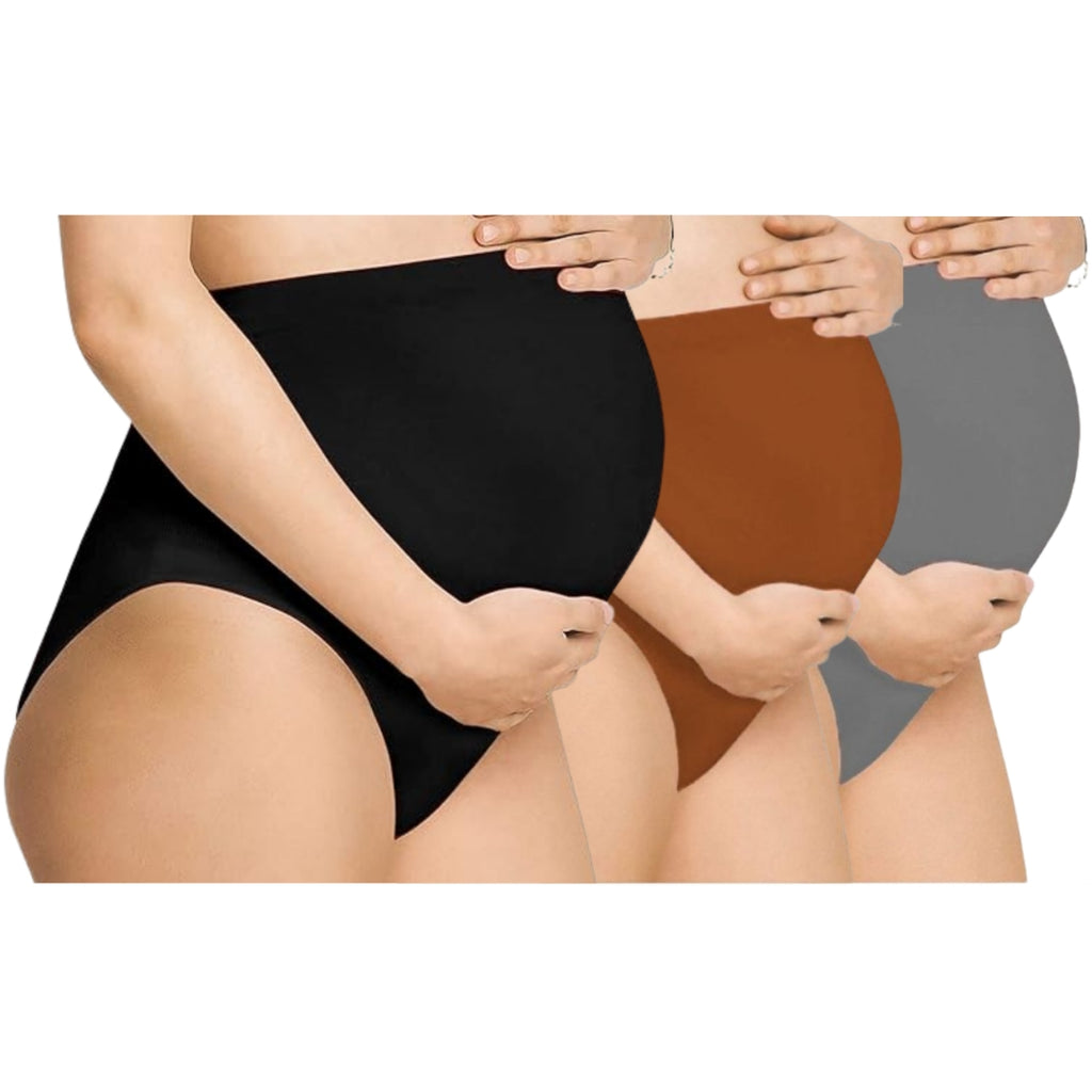 BlackBrownGreyPanty-  Maternity Hygiene Panties, Over-The-Belly Pantie for Women's Post and Pre Pregnancy.
