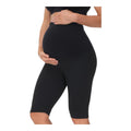 Black- Sai's High Waist & Till Knee Cotton Lycra Maternity Shorts|Maternity Trouser Over The Belly for The Pre & Post Pregnancy